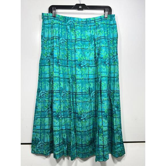 Sophisticated By Pendleton Pleated Blue Floral Plaid Sz 16 Women Cottagecore - Picture 3 of 6